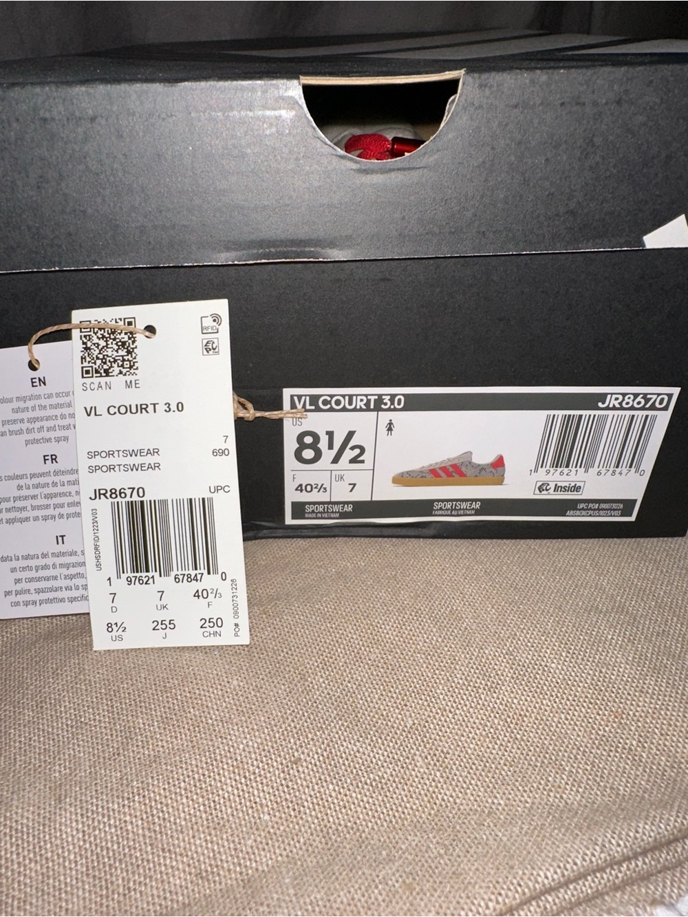 Adidas Snake-Print Sneakers with Red Stripes and Gum Sole - Picture 5 of 5